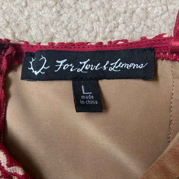 For Love‎ & Lemons Vika Red Nude Alice Corset Mini Dress Size Large - Picture 11 of 16